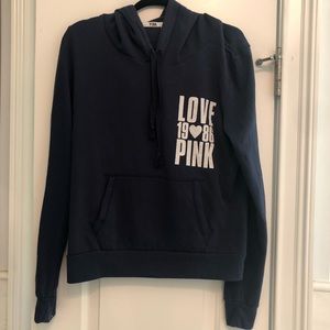 VS PINK navy hooded sweatshirt size large